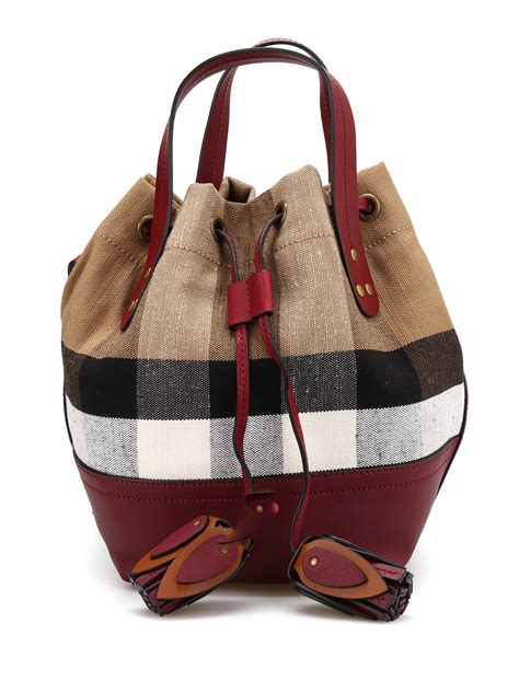 burberry small tote bucket bag canvas|Burberry checked canvas tote bag.